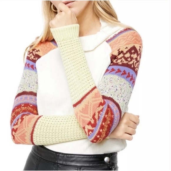 Free People Prism Fair Isle Sweater Knit Sleeves - Picture 1 of 11